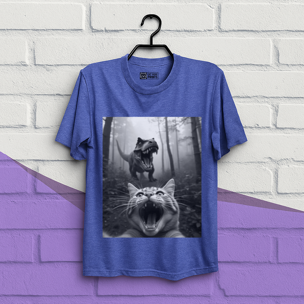 Cat Selfie With T-rex T-Shirt