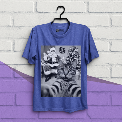 Cat Christmas Selfie with Santa Claus T-Shirt