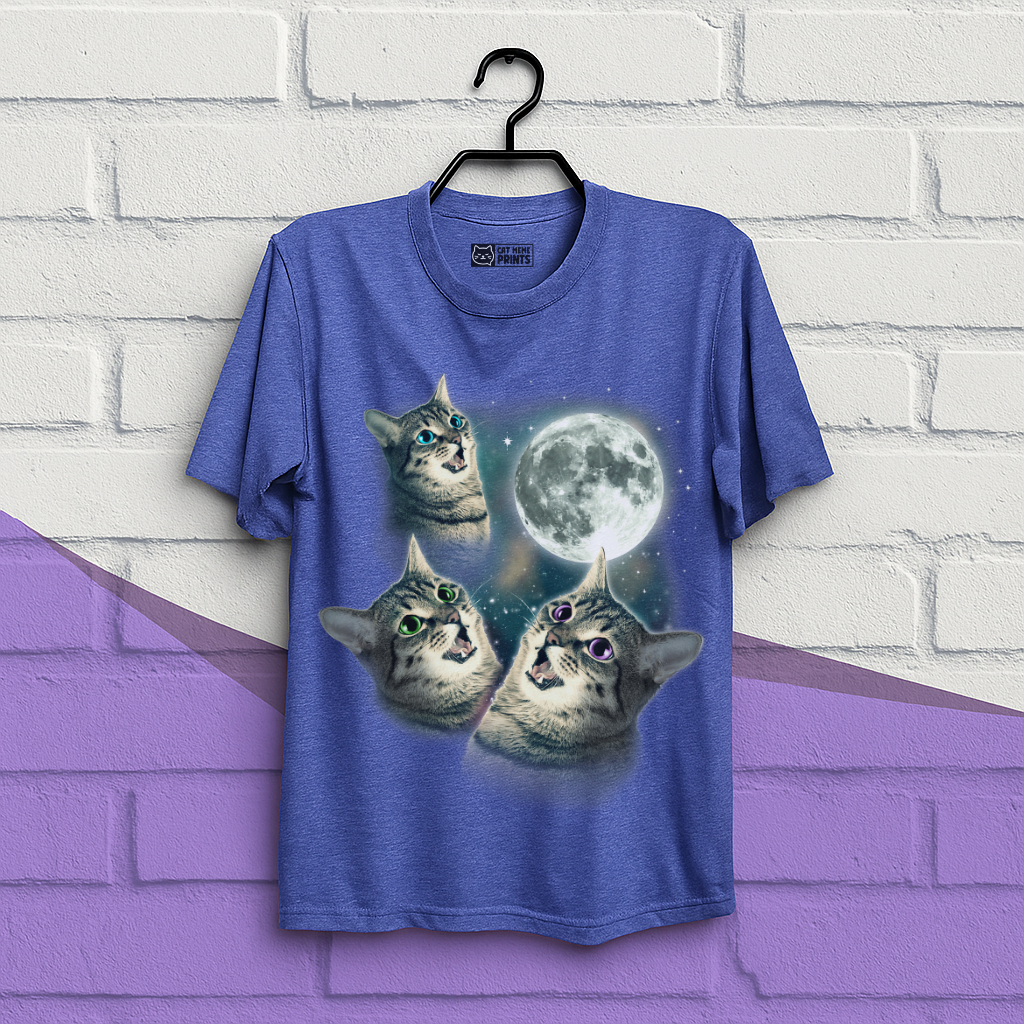 Three Cat Moon 3 Wolfs Cat T-Shirt