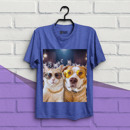 Cat & Dog Selfie in Dogs Party T-Shirt