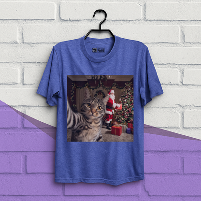 Christmas Cat Selfie with Santa Claus T-Shirt