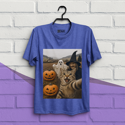 Cat Selfie with Witch & Ghost T-Shirt