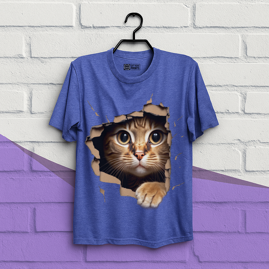 Cute Cat Looks From Torn Fabric T-Shirt