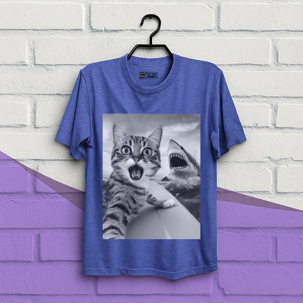 Cat Selfie With Shark T-Shirt