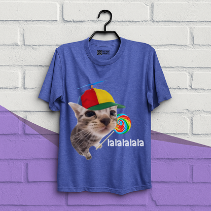 Cat With Lollipop lalala Cat Meme T-Shirt