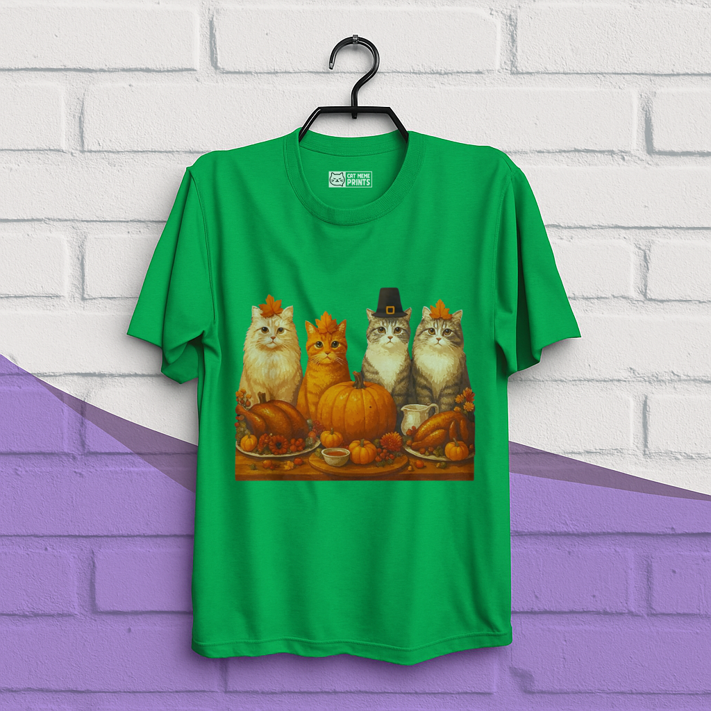 Cats Dinner Feast Fall Thanksgiving T-Shirt