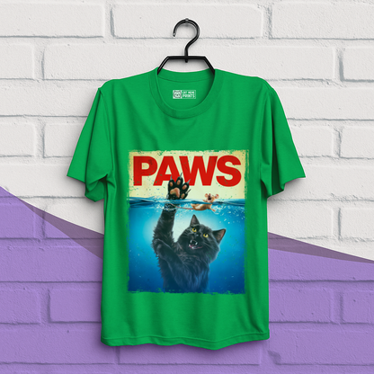 Paws Black Cat Chasing Scared Mouse T-Shirt