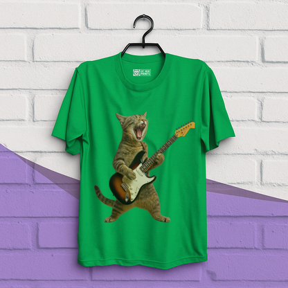 Cat Playing Guitar Rock and Roll T-Shirt
