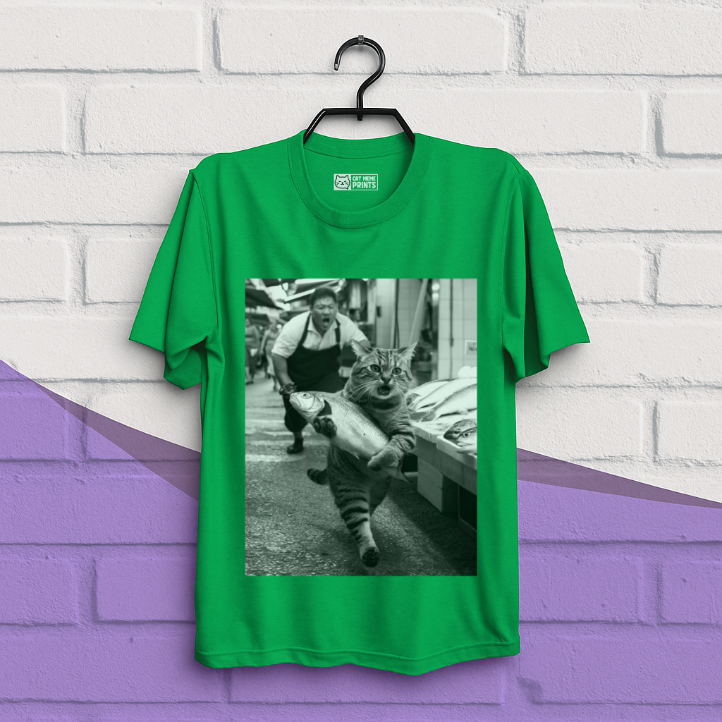 Cat Steals Fish Market T-Shirt