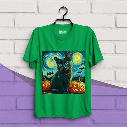 Black Cat Pumpkins Halloween T-Shirt