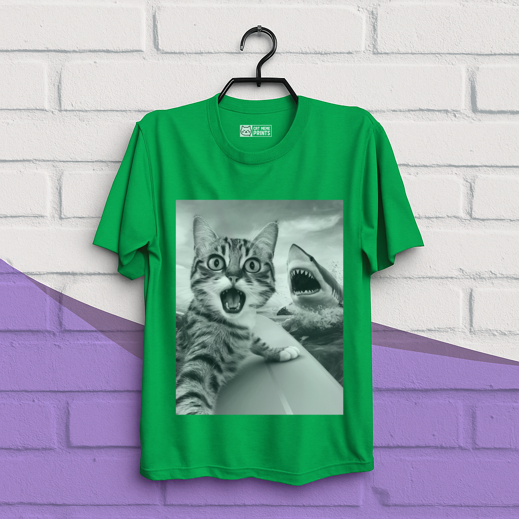 Cat Selfie With Shark T-Shirt