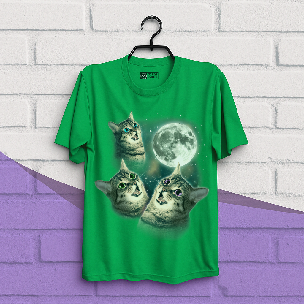 Three Cat Moon 3 Wolfs Cat T-Shirt