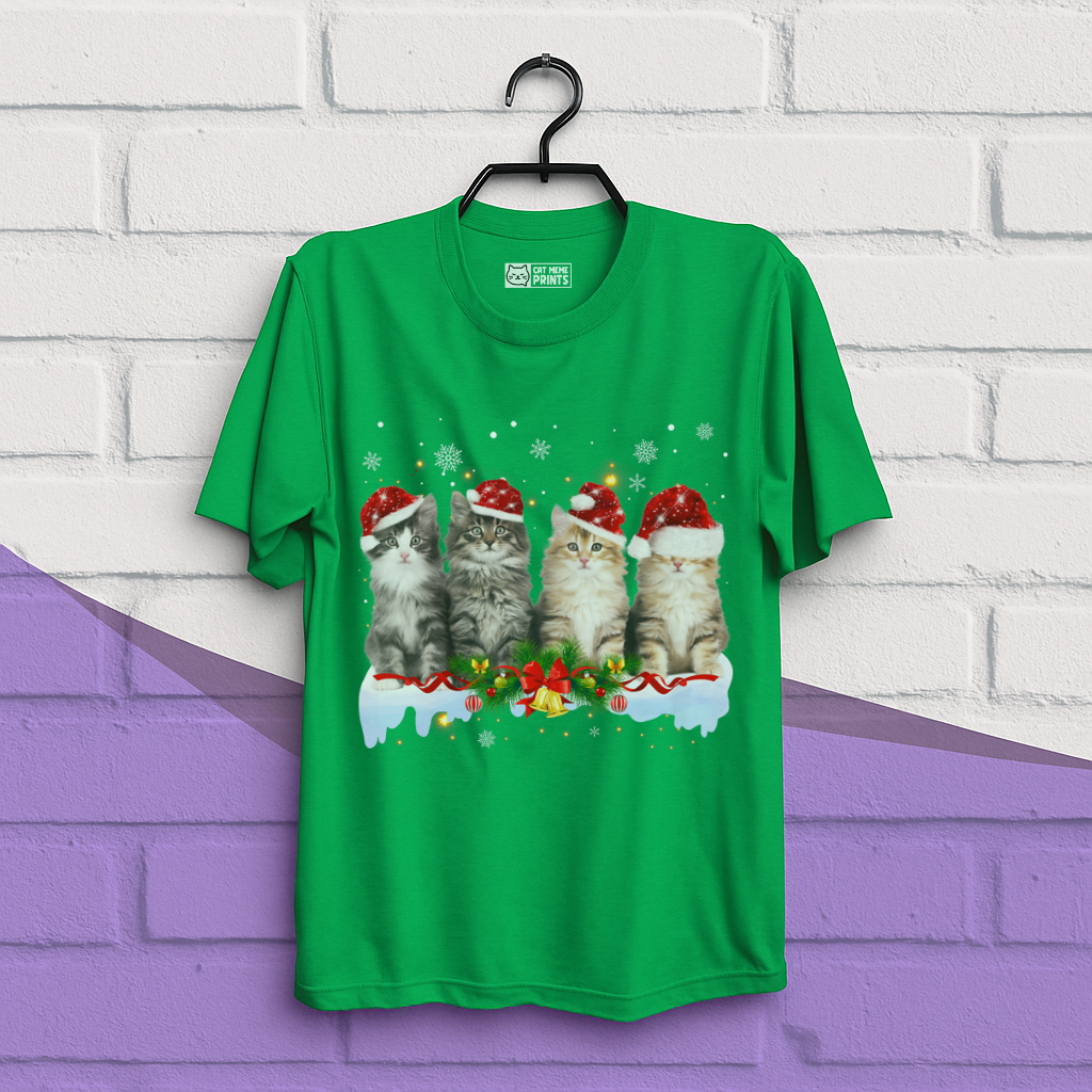 Cat Christmas Light Santa T-Shirt
