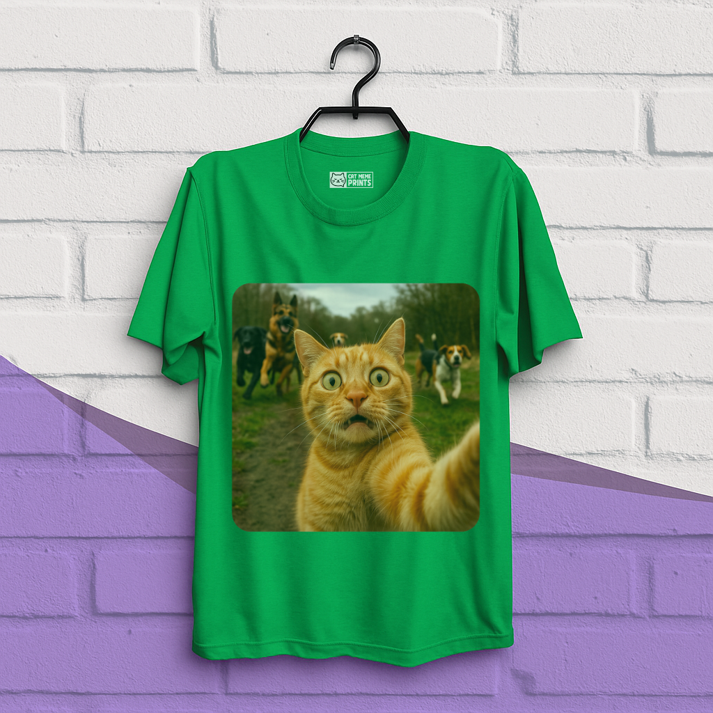 Cat Selfie With Dogs Cat Meme T-Shirt