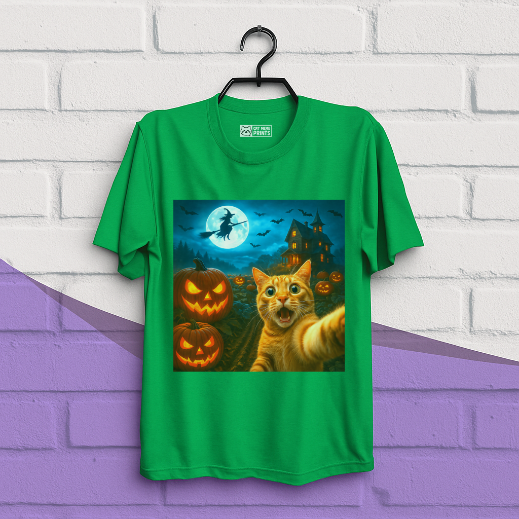 Cat Selfie with Spooky Pumpkins T-Shirt