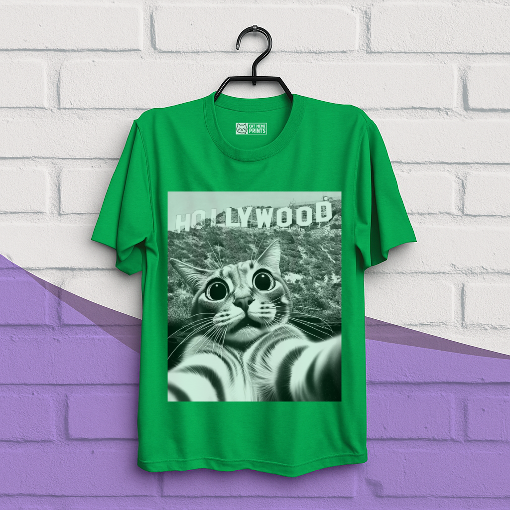 Cat taking Selfie With Hollywood Sign T-Shirt