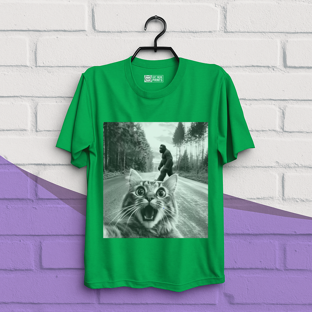 Cat Selfie With Bigfoot T-Shirt
