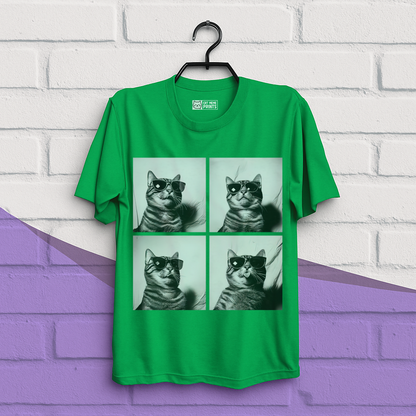 Cat Wearing Sunglasses Selfie Photobooth T-Shirt