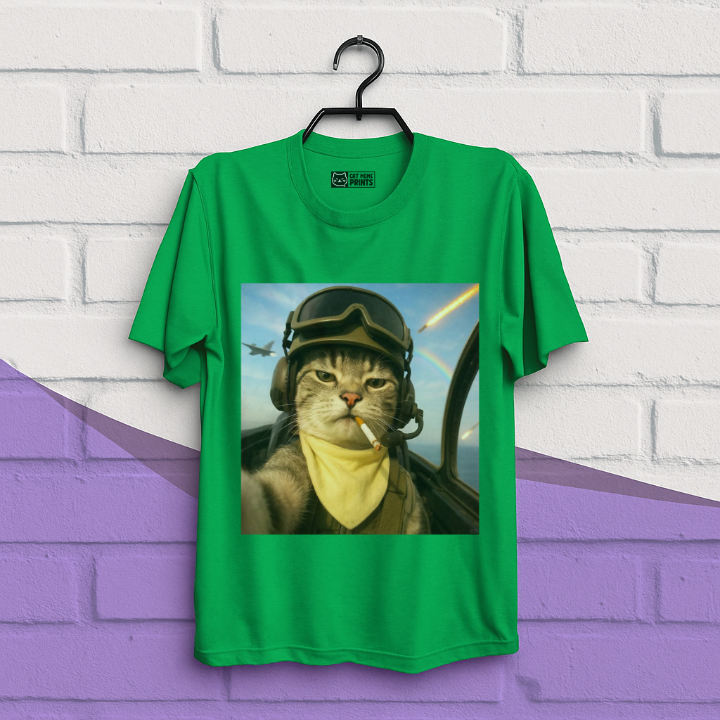 Pilot Cat Selfie Meme T-Shirt