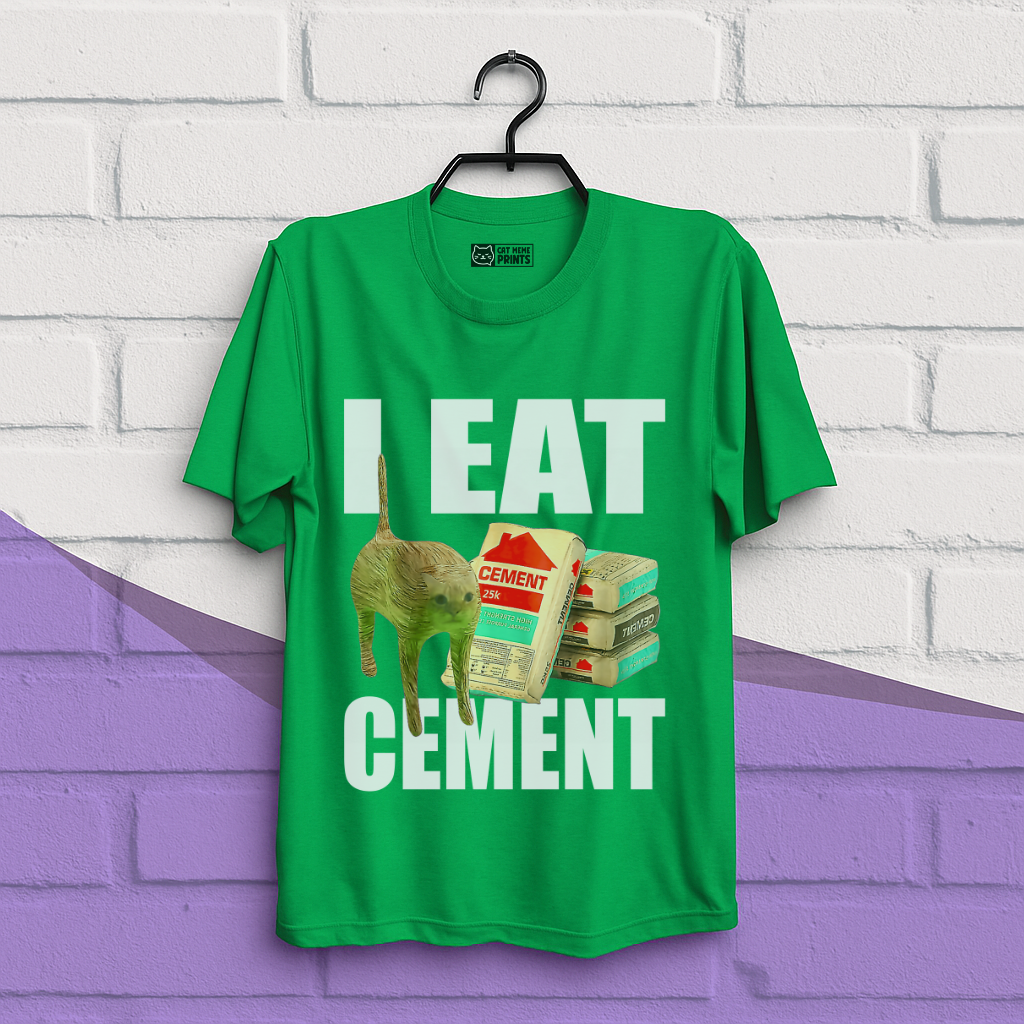 I Eat Cement Meme Cat T-Shirt