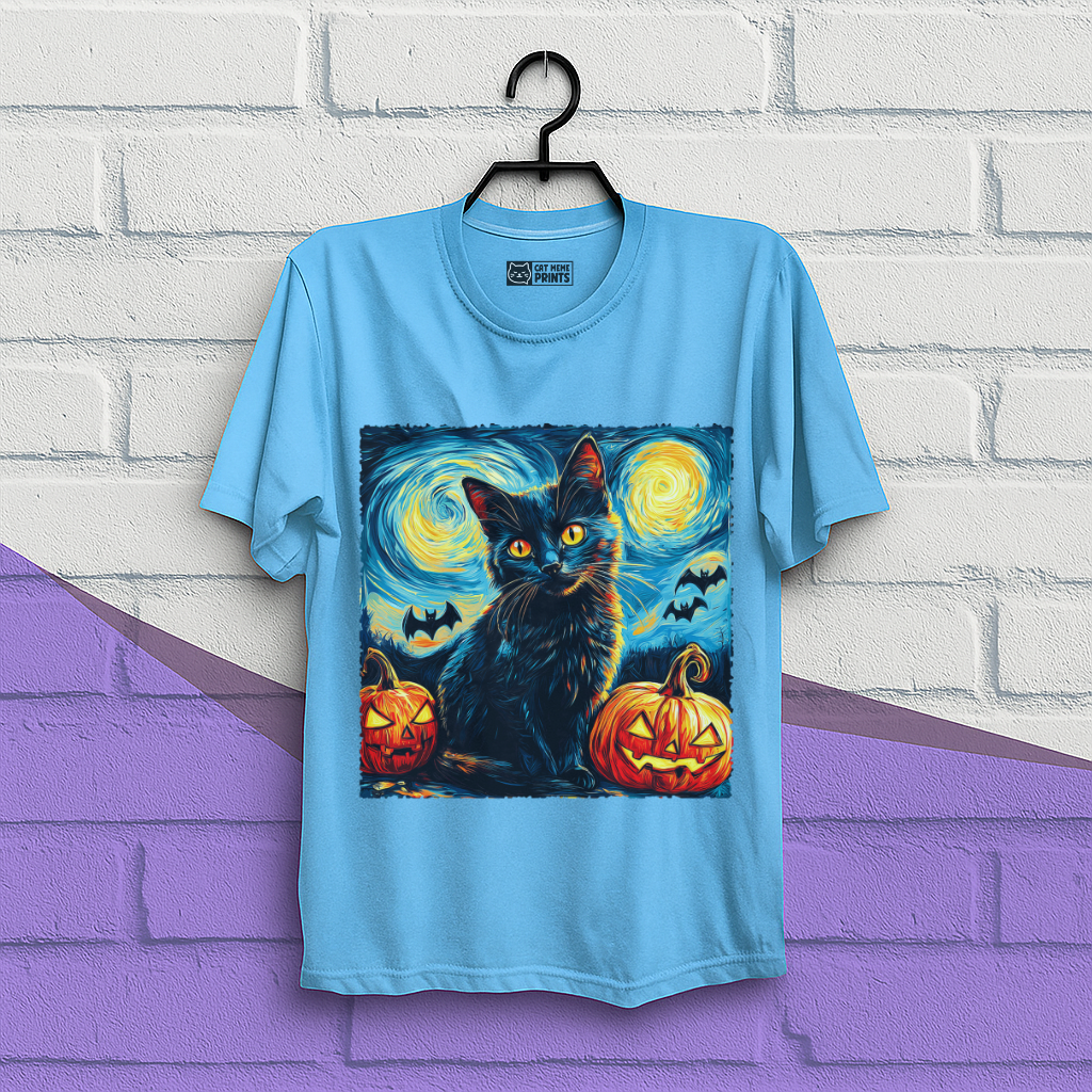 Black Cat Pumpkins Halloween T-Shirt