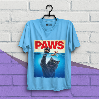 Paws Black Cat Chasing Scared Mouse T-Shirt