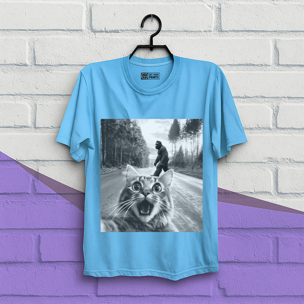 Cat Selfie With Bigfoot T-Shirt