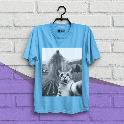 Cat Selfie with Spooky Ghost T-Shirt