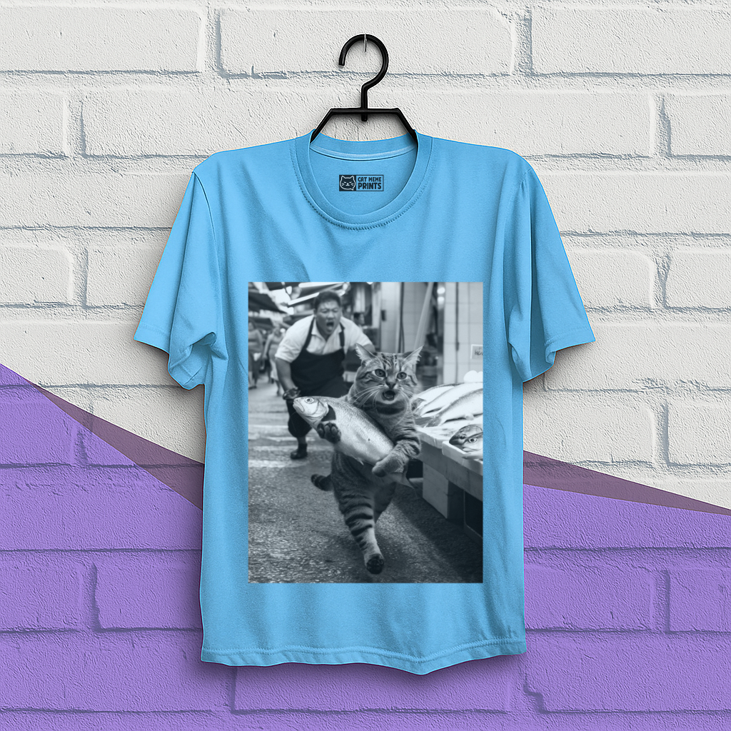 Cat Steals Fish Market T-Shirt
