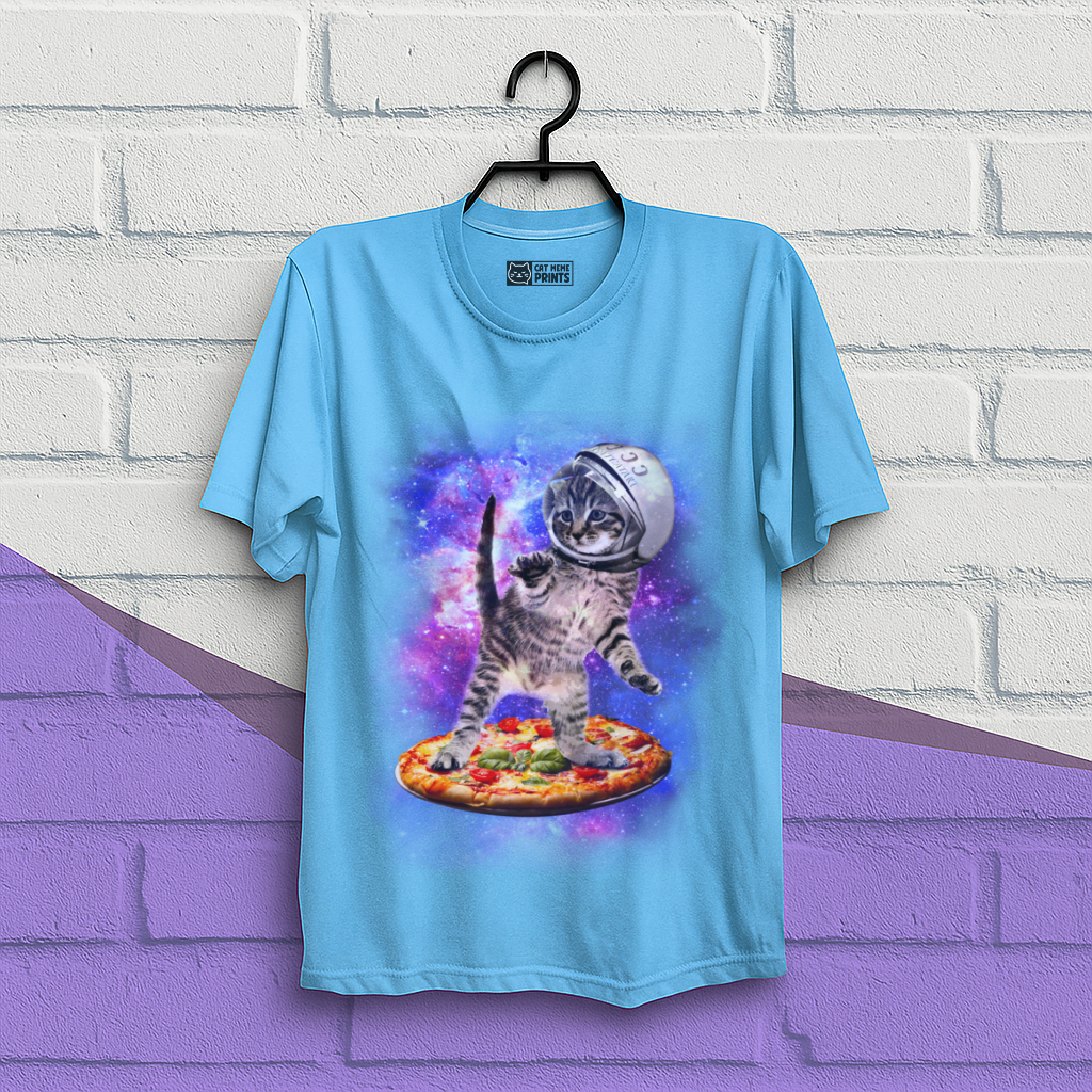 Cat Flying A Pizza Astronaut T-Shirt