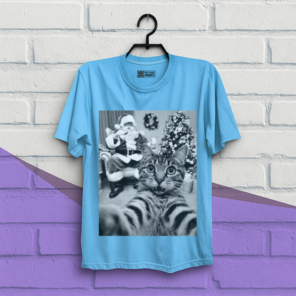 Cat Christmas Selfie with Santa Claus T-Shirt