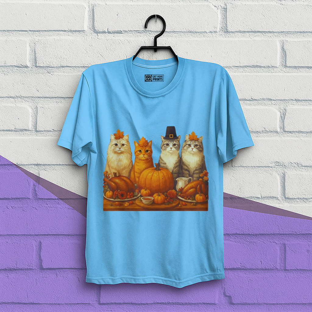 Cats Dinner Feast Fall Thanksgiving T-Shirt