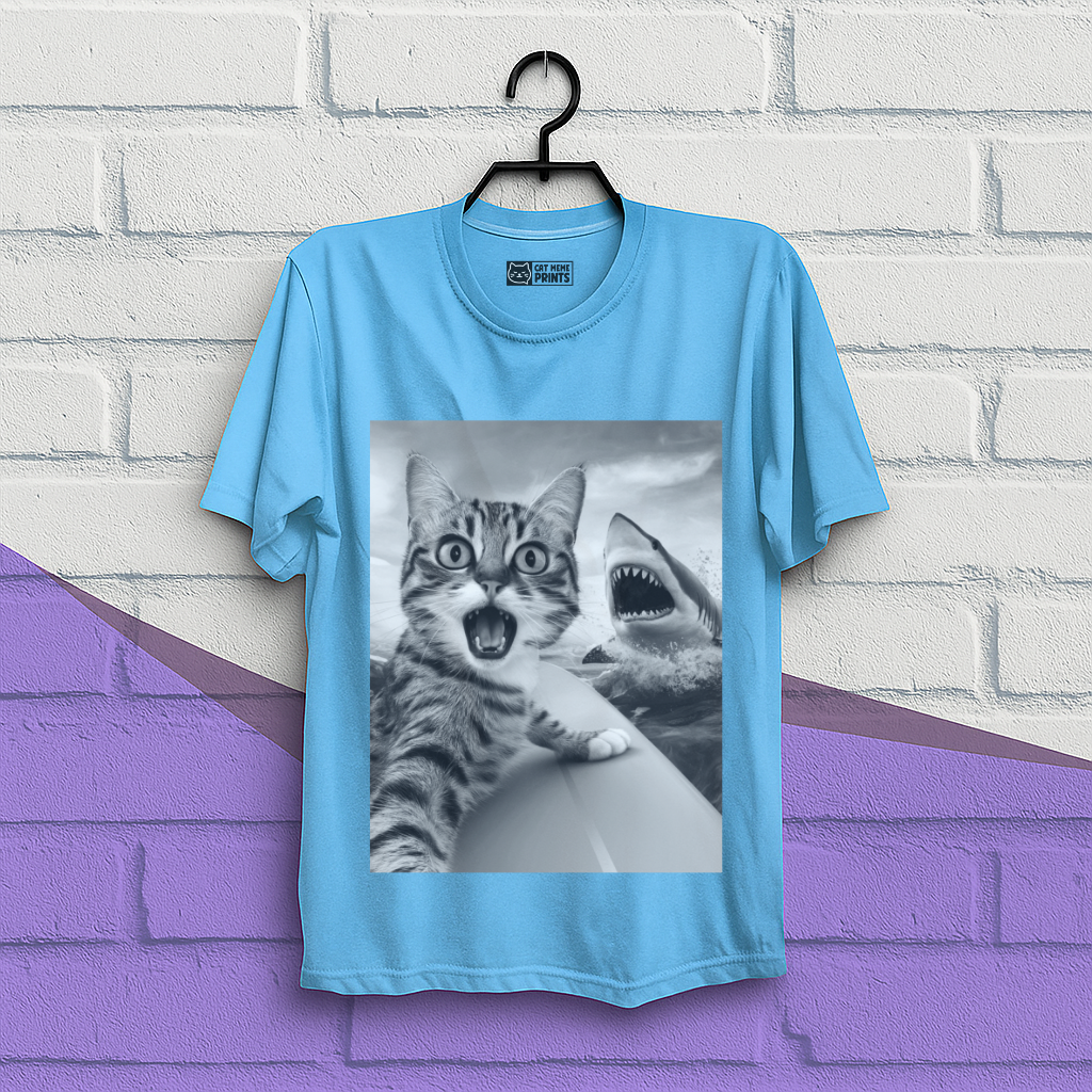 Cat Selfie With Shark T-Shirt