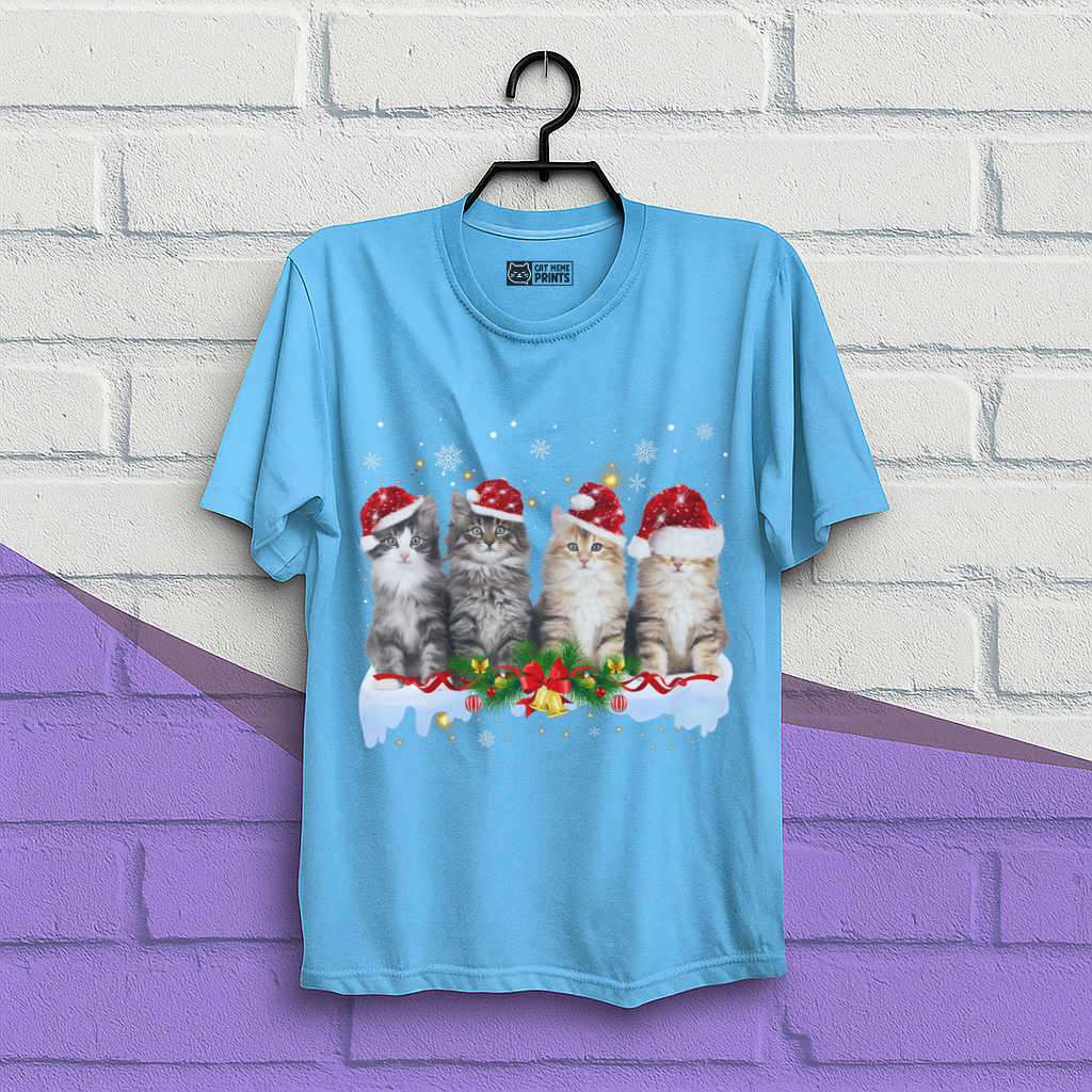 Cat Christmas Light Santa T-Shirt