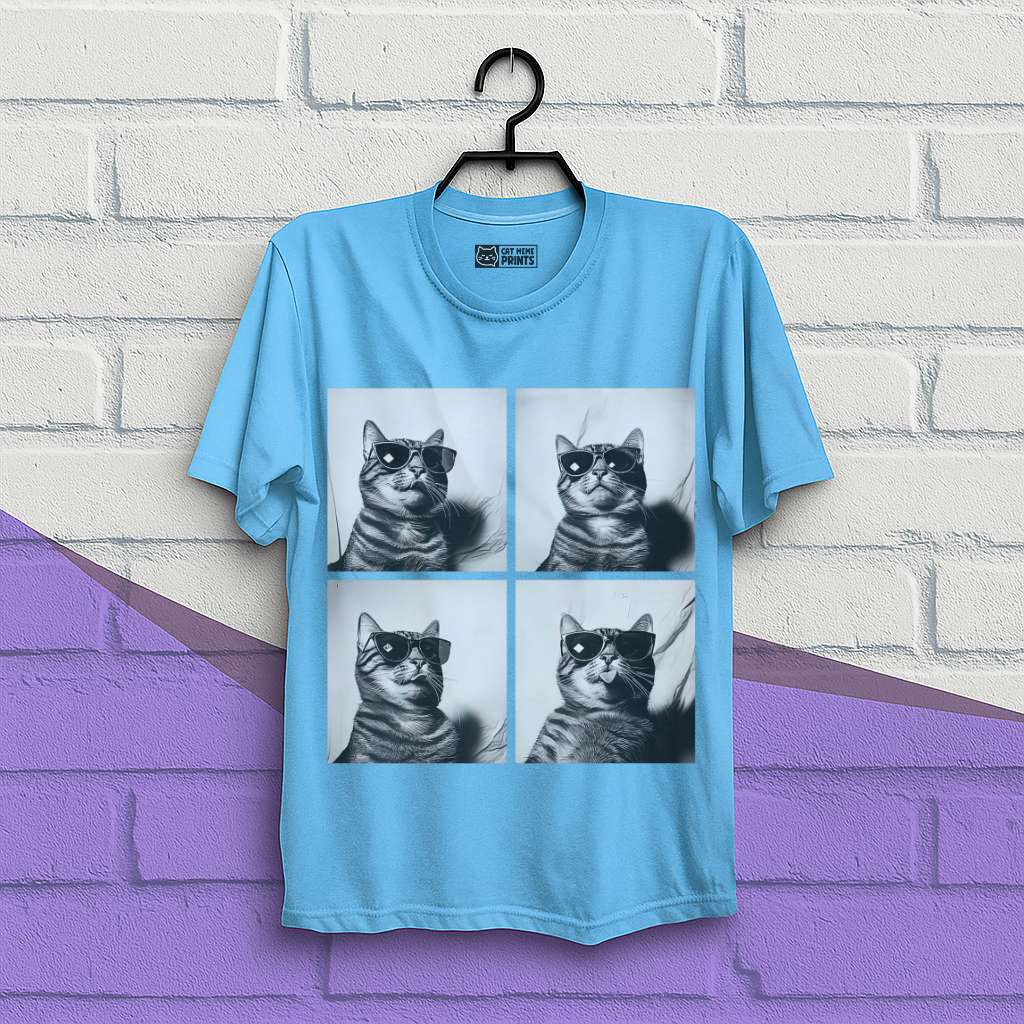 Cat Wearing Sunglasses Selfie Photobooth T-Shirt