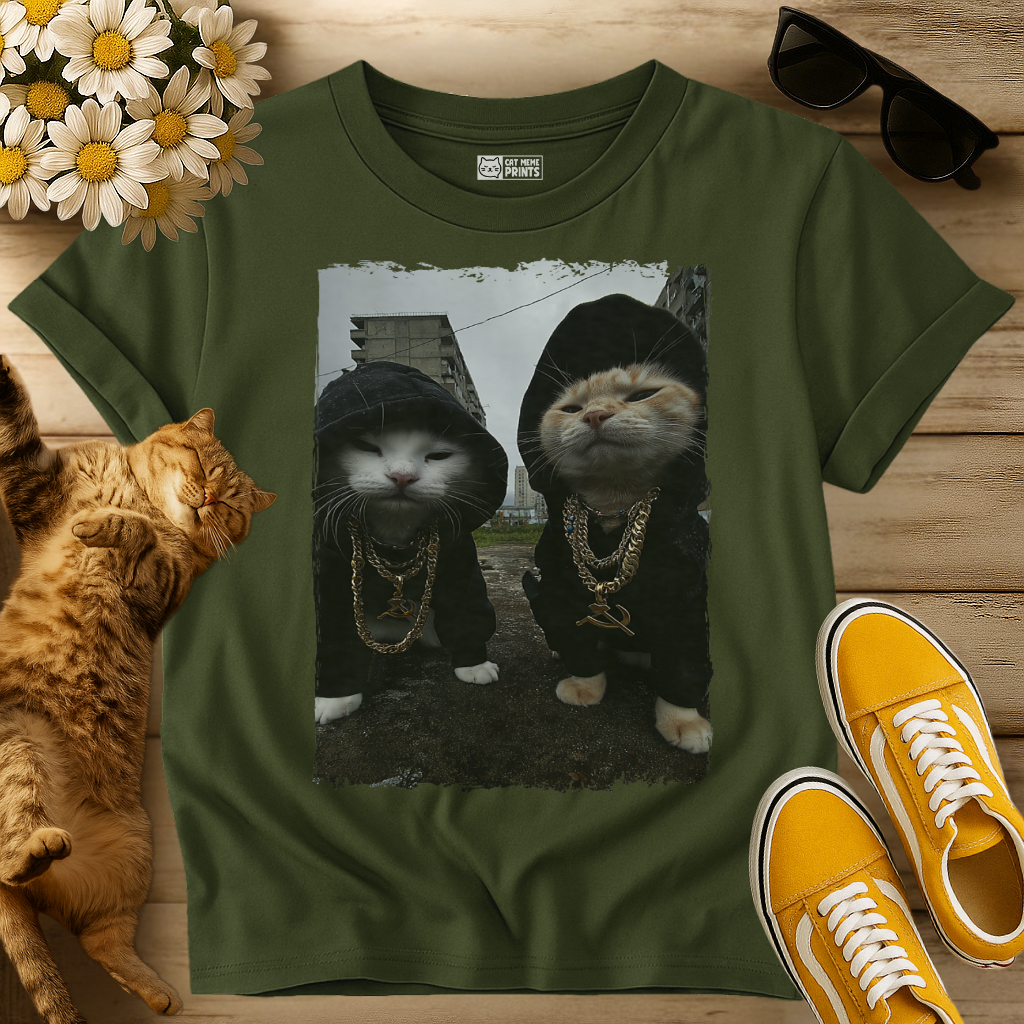 Gangster Cats in Streetwear T-Shirt