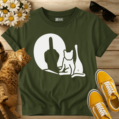 Funny Middle Finger Cat Shadow T-Shirt