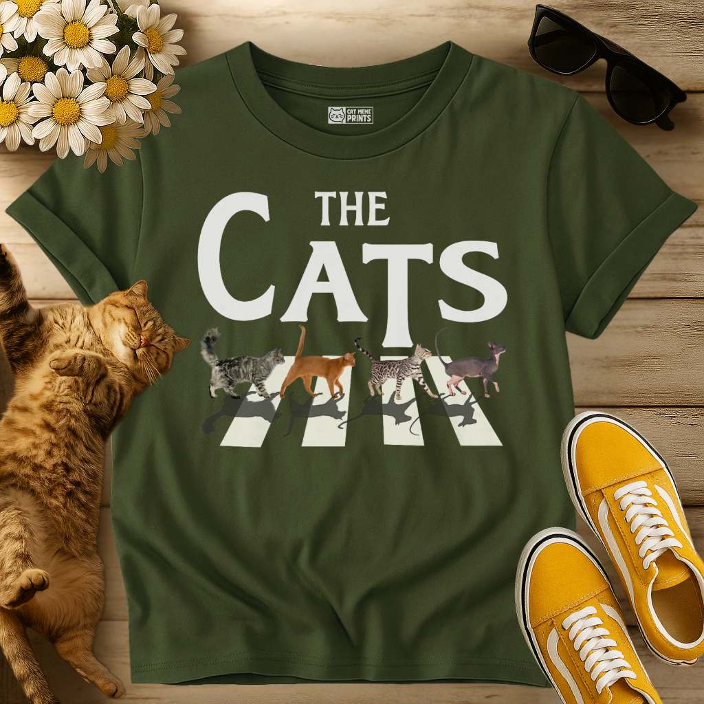 Tabby Road: The Cat Rock Band Parody T-Shirt