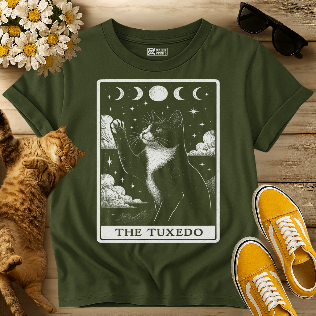 The Tuxedo Cat Tarot Card Witchy Moon T-Shirt