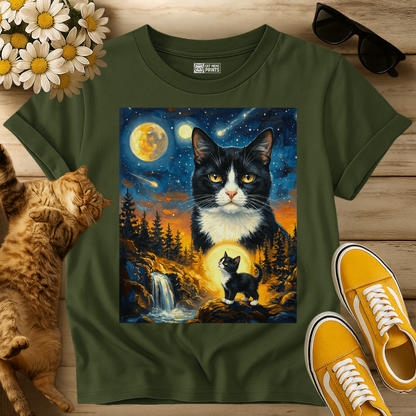 Tuxedo Cat Howling to The Moon T-Shirt