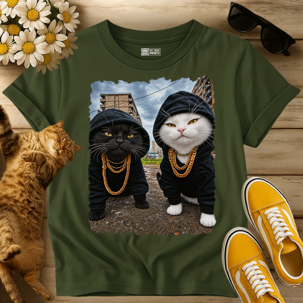 Gangster Black & White Cats T-Shirt