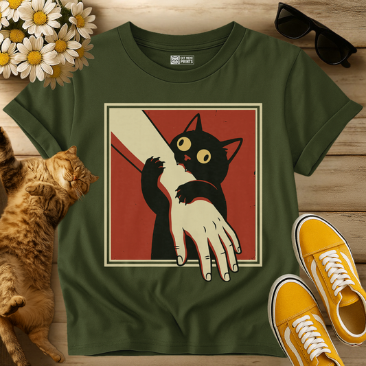 Black Cat Biting Arm T-Shirt