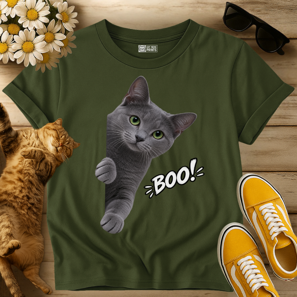 Blue Russian Cat Boo T-Shirt