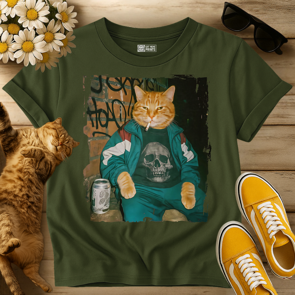 Gangster Cat Smoking T-Shirt