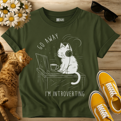 Go Away I'm Introverting Introvert Cat T-Shirt