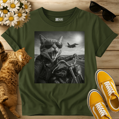 Biker Cat Selfie on a Motorcycle T-Shirt