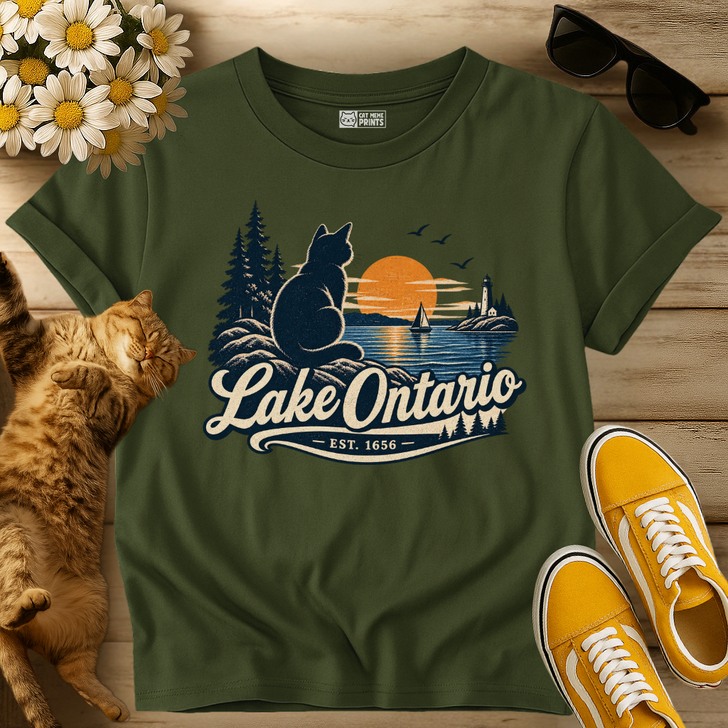 Lake Ontario Sunset Cat T-Shirt