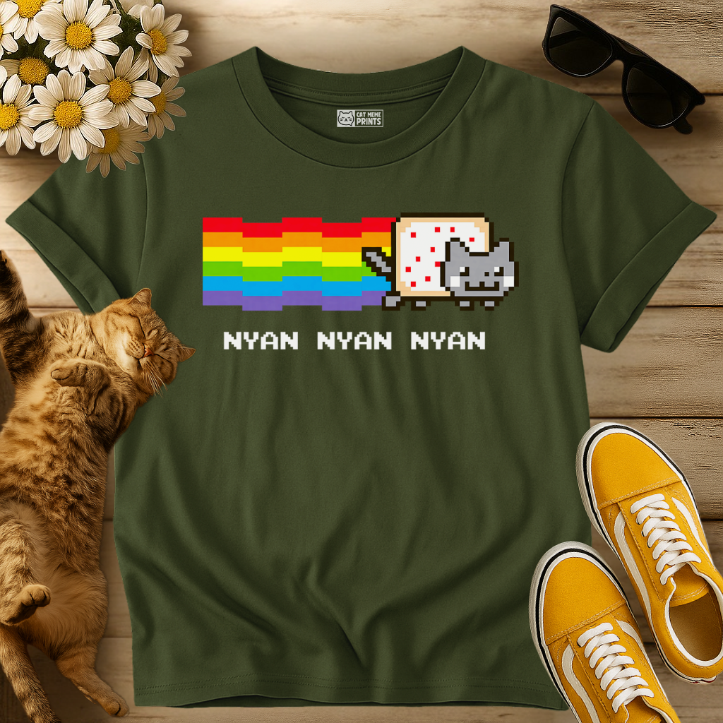 Cat Nyan Rainbow Meme T-Shirt