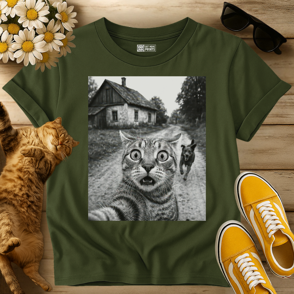 Cat Selfie With Dog T-Shirt