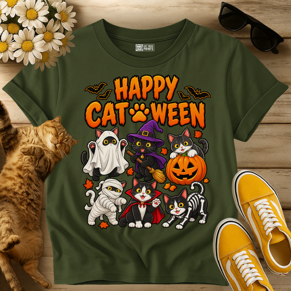 Spooky Cats Happy Cat Halloween T-Shirt